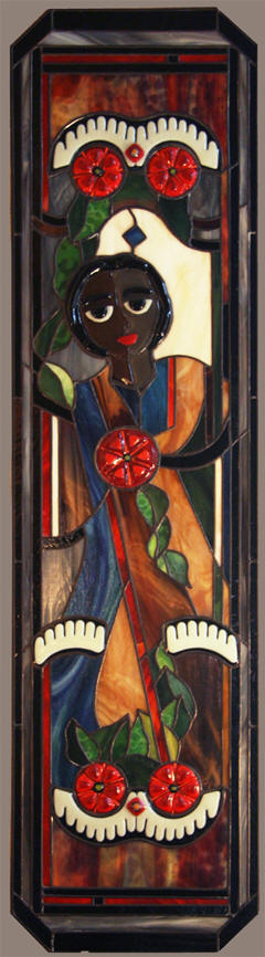 "Garden Spirit II"  copper foiled glass with fused elements