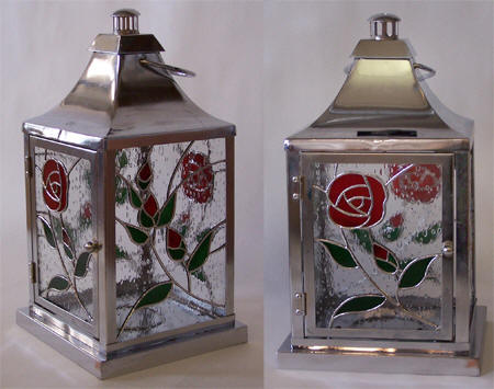 Copper foiled glass panel lantern by Stephanie Hunt