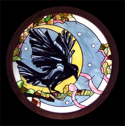 "Raven"  Copper foiled glass  20 inches diameter