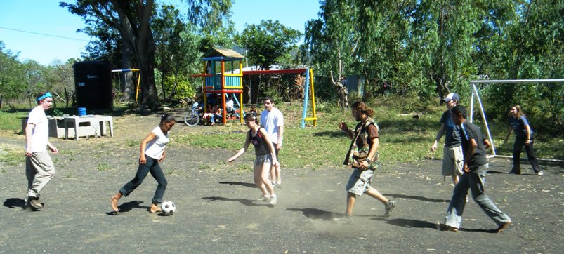 Playing soccer in El Porvenir