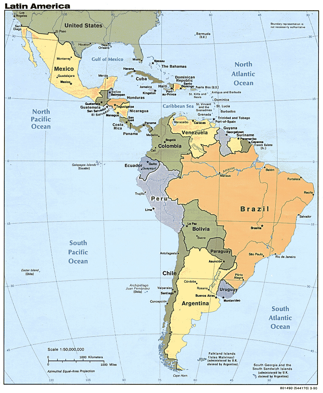 Latin America Map Physical