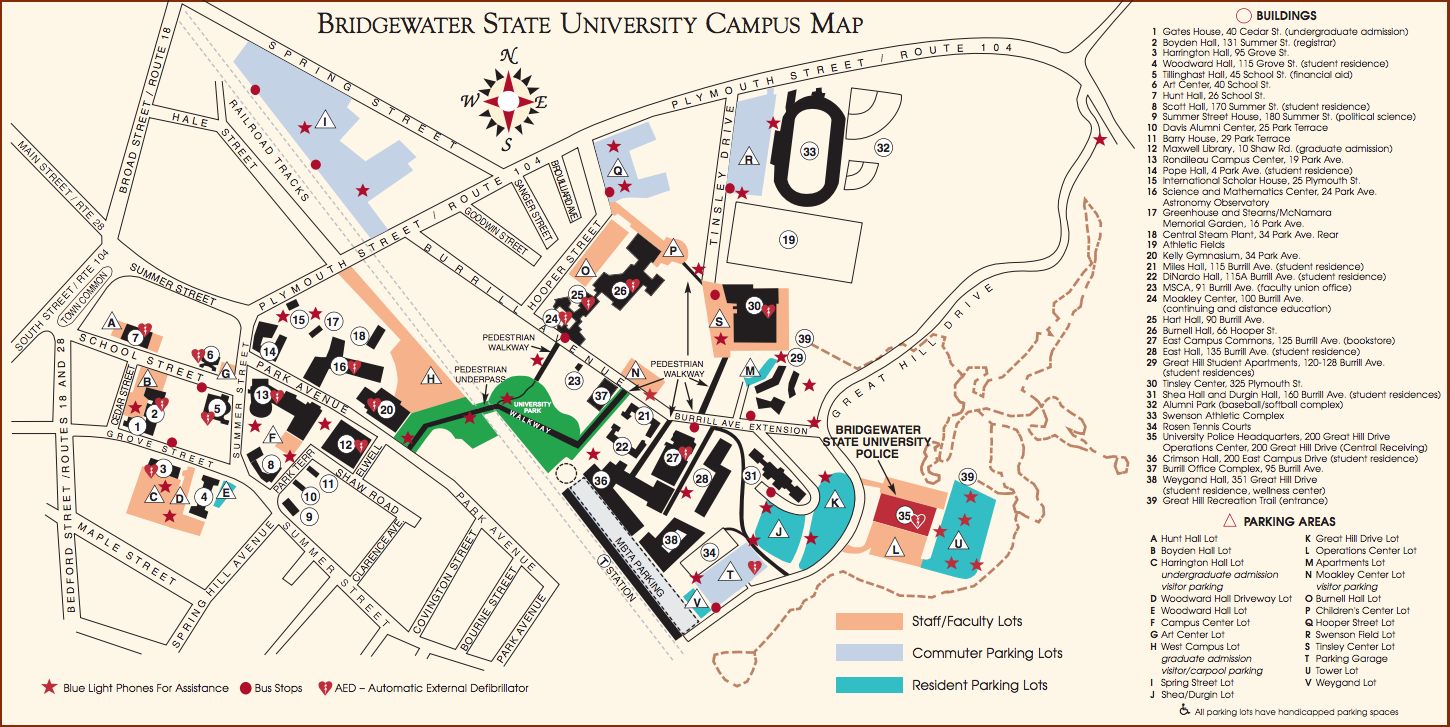 Bridgewater State Campus Map Map Vector